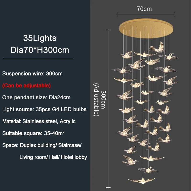 Bird Design LED Chandelier