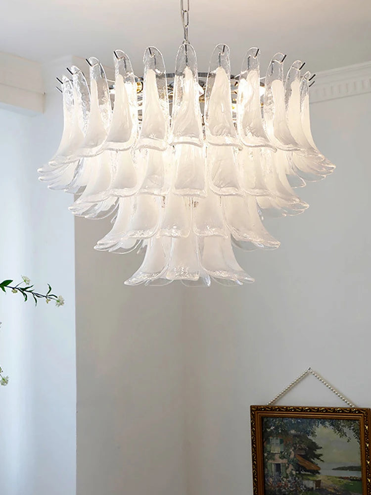 White Petal Glass Chandelier