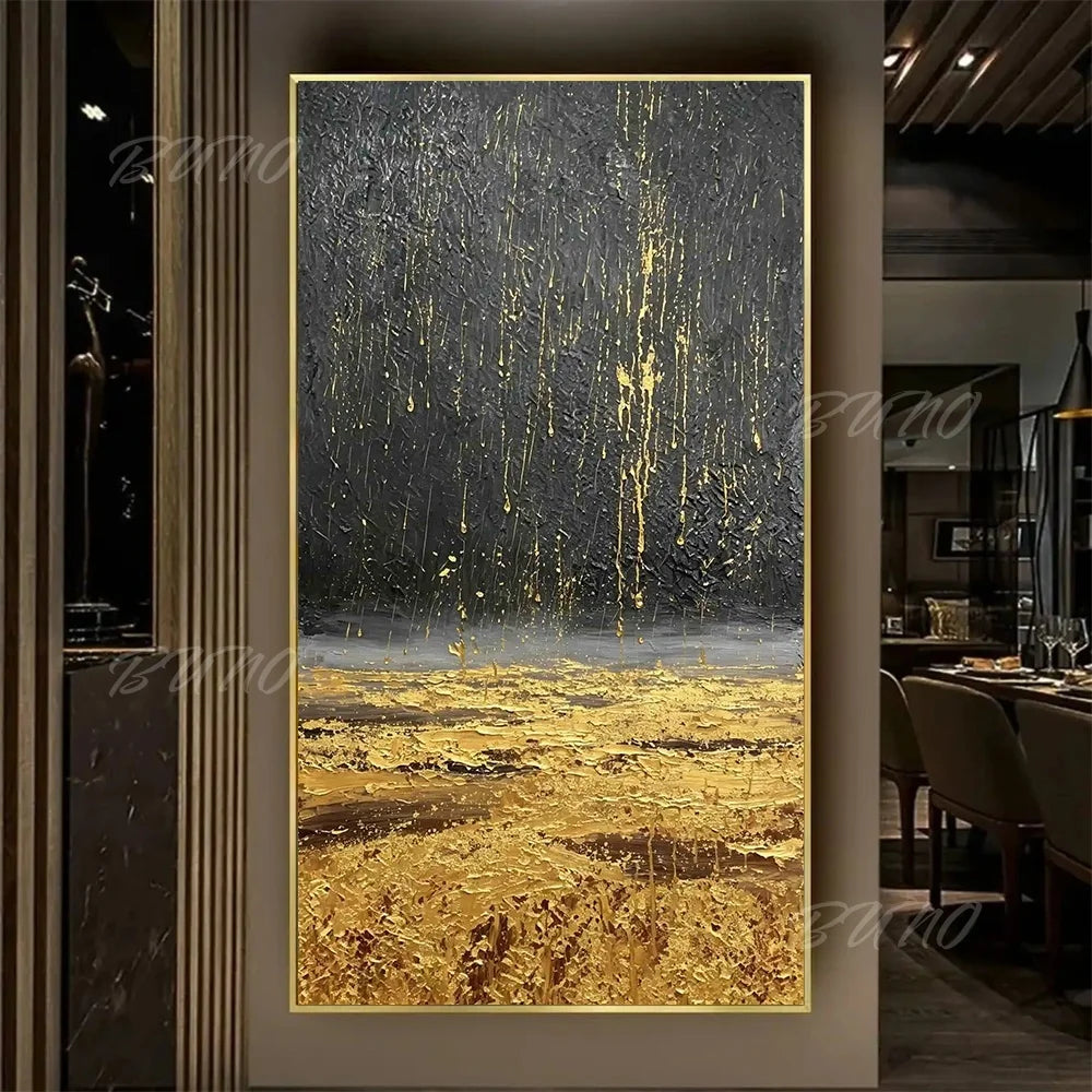 Black Gold Foil Painting