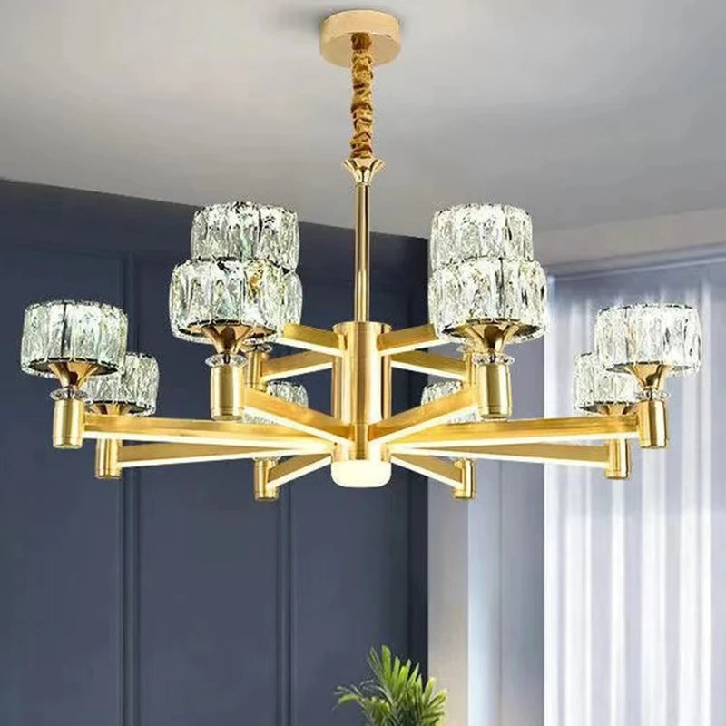 Gold and Black Crystal Chandelier
