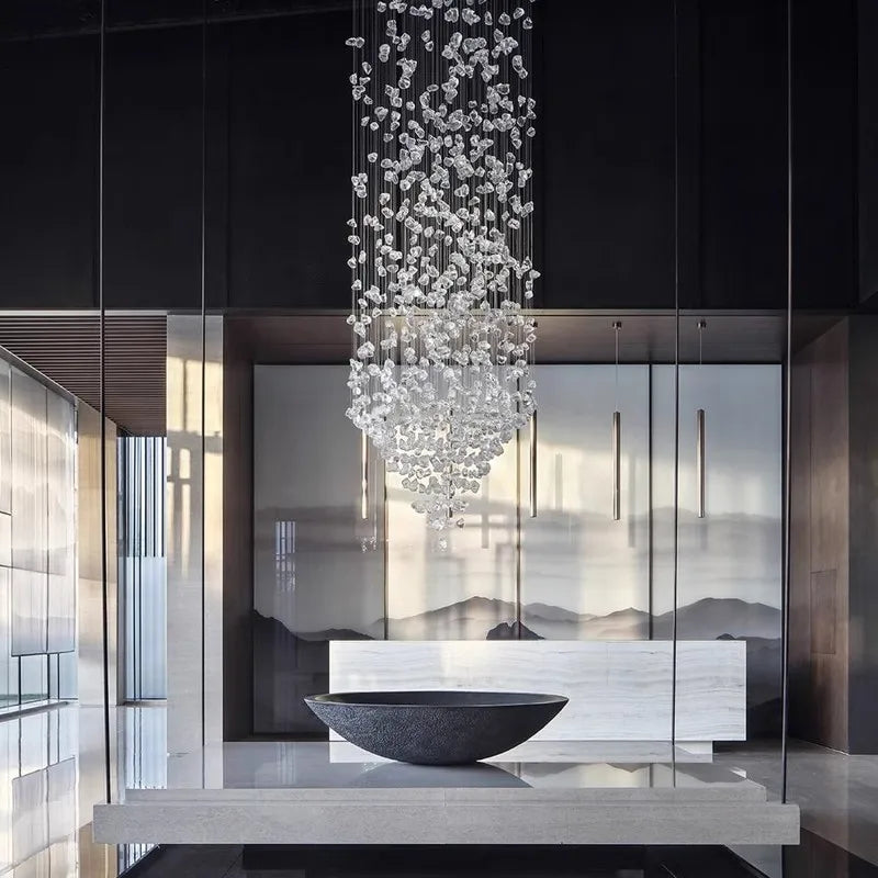 Stone Crystal Staircase Chandelier