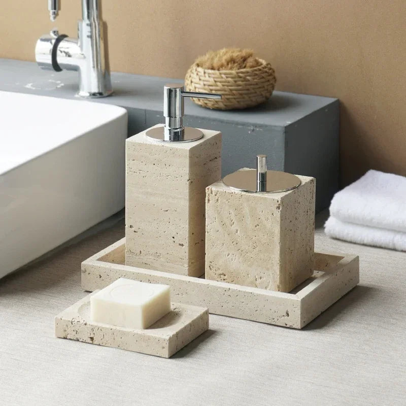 Beige Travertine Bath Set
