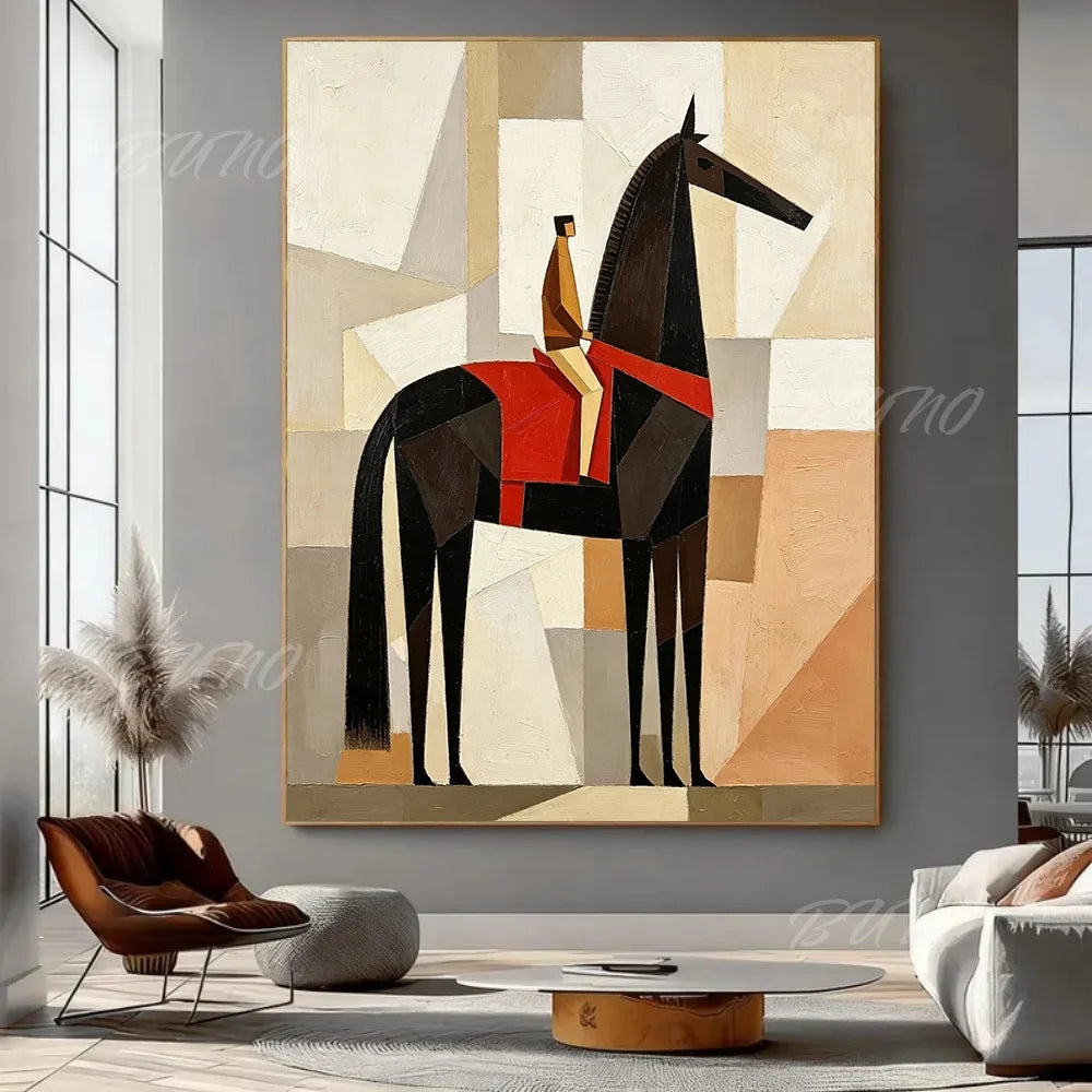 Cubist Horse Rider Art
