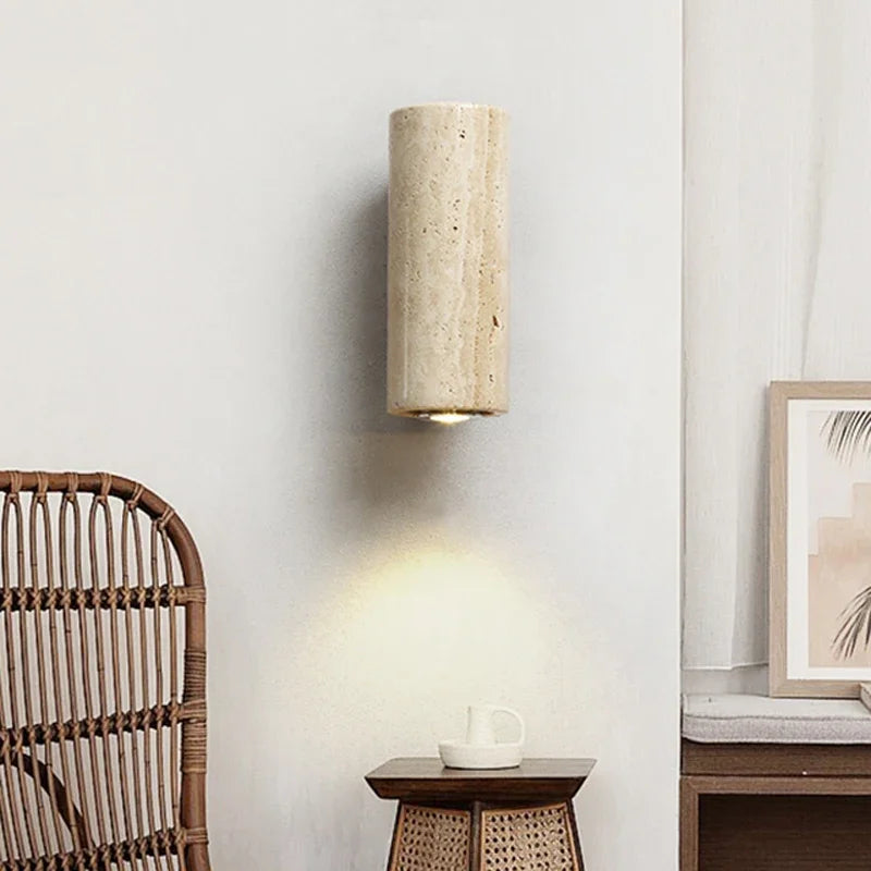 Wabi-Sabi Travertine Wall Lamp