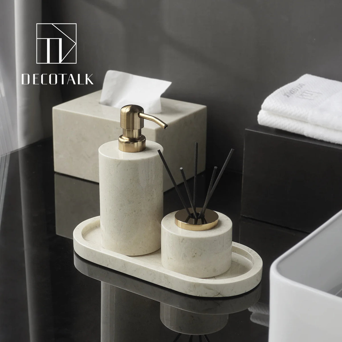 Cream Marble Bath Set