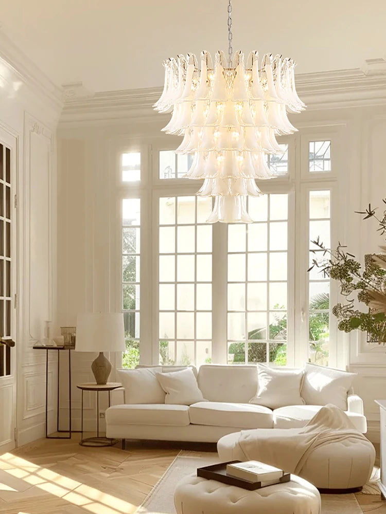 White Petal Glass Chandelier