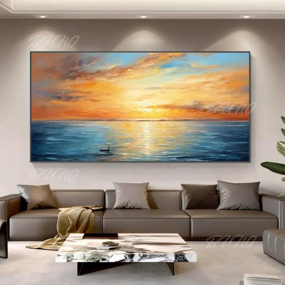 Textured Sunset Seascape Art