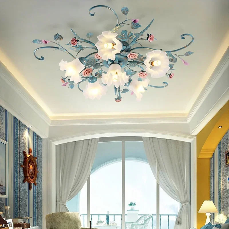 Glass Rose Ceiling Lamp