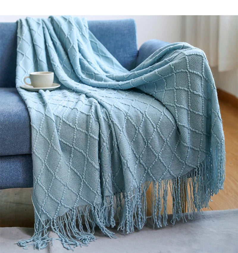 Khaki Wave Knitted Throw