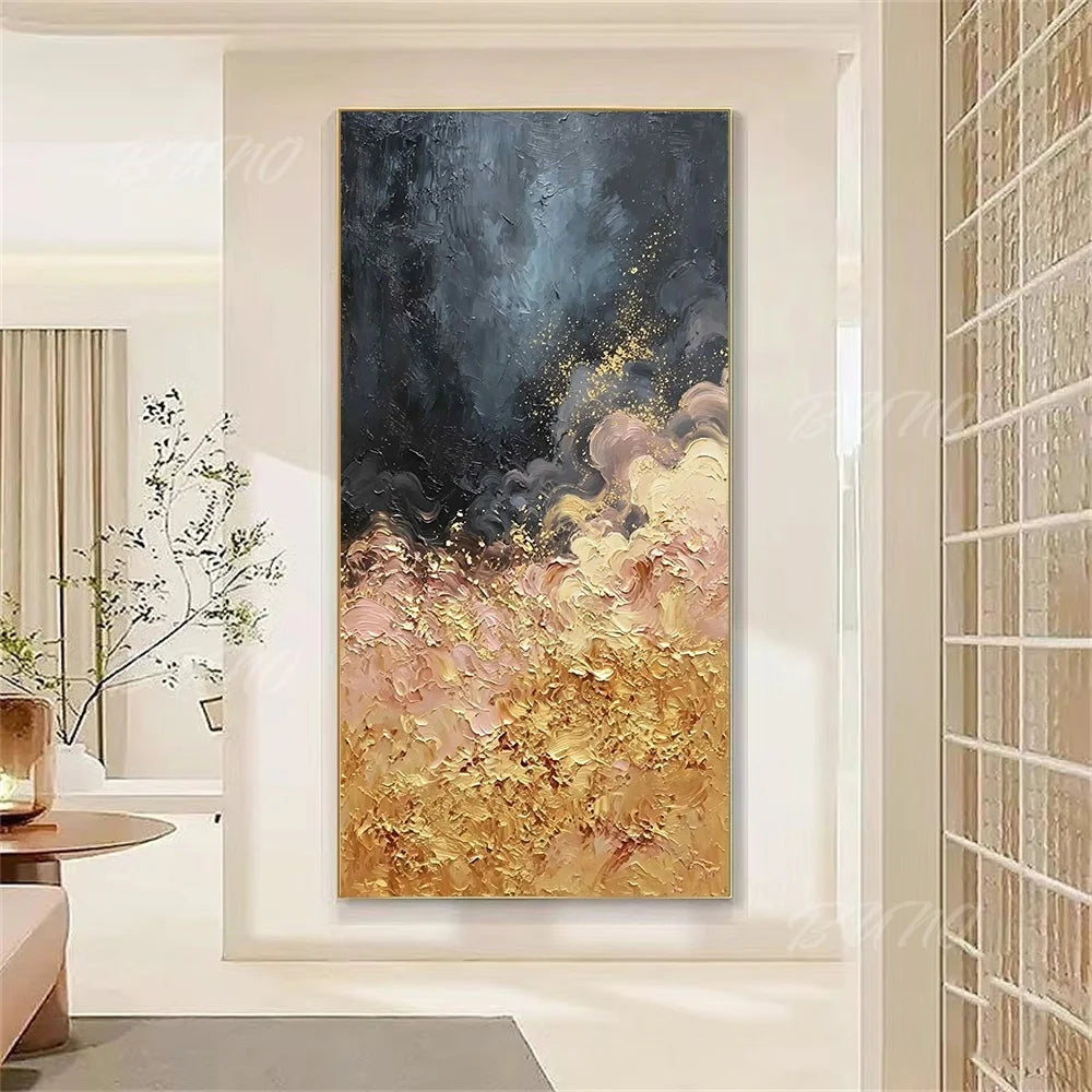 Black Gold Foil Painting