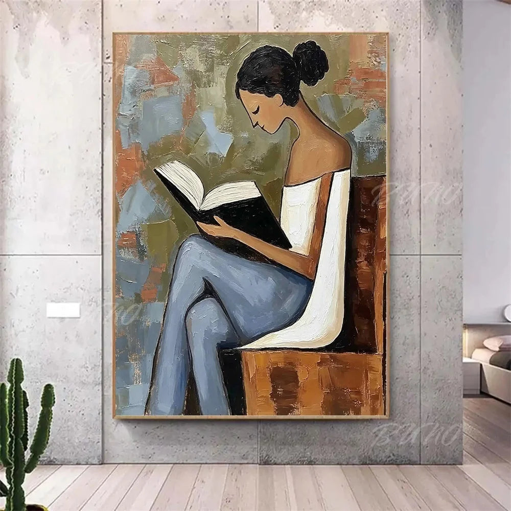 Bohemian Reading Lady Painting