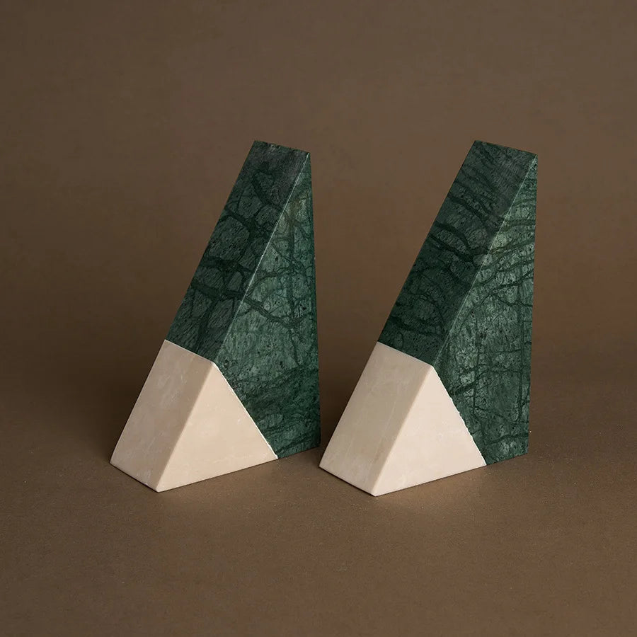 Indian Green Natural Marble Bookends