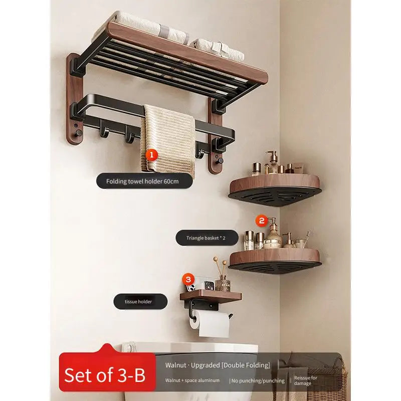 Walnut Folding Towel Rack