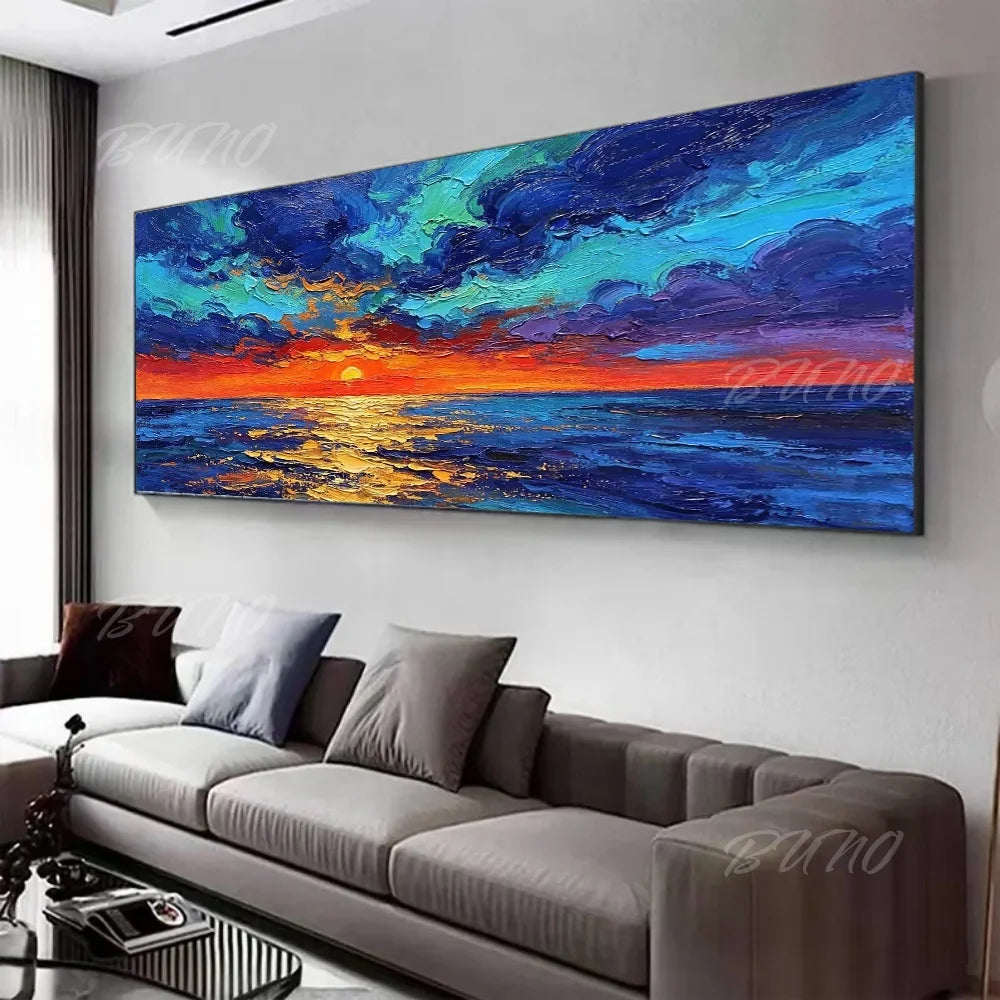 Sea Sunset Impasto Painting