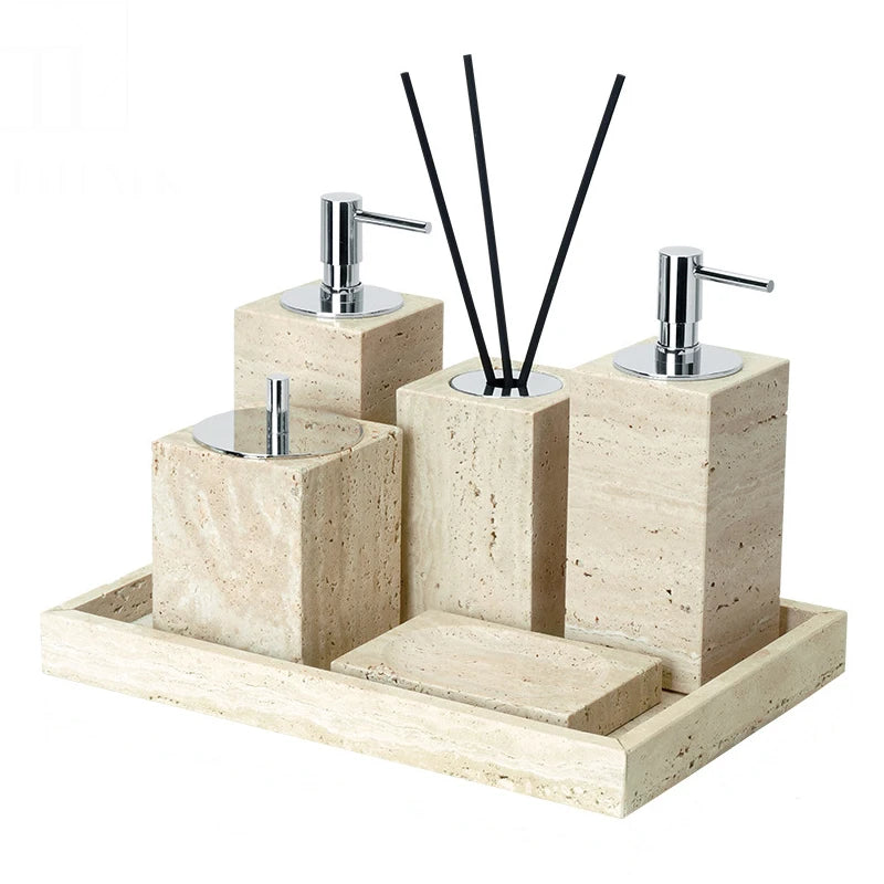 Travertine Vanity Accessories Set