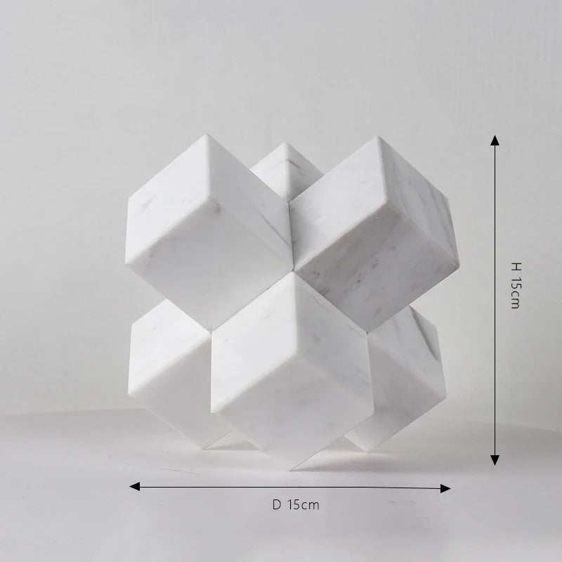 Handmade Sculpted Marble Cross Block Ornament