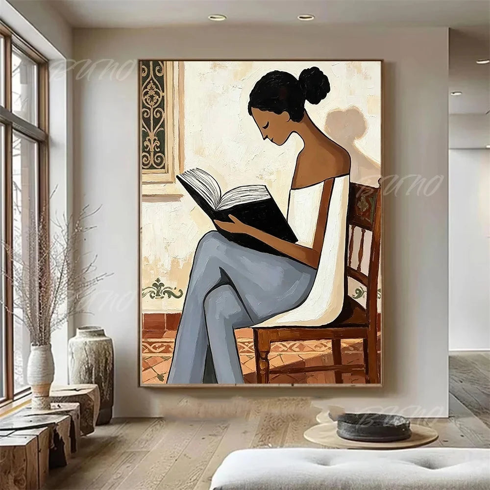 Bohemian Reading Lady Painting