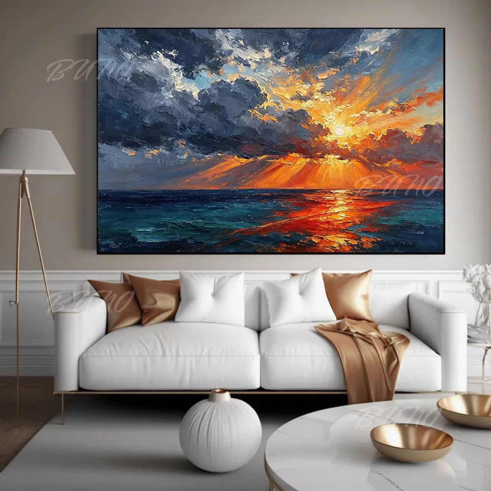 Gold Textured Seascape Art