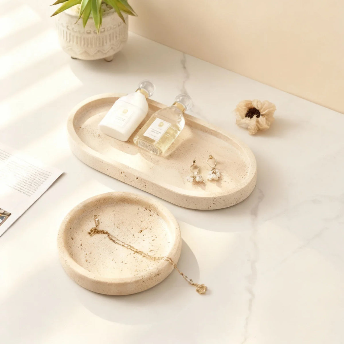 Travertine Storage Tray