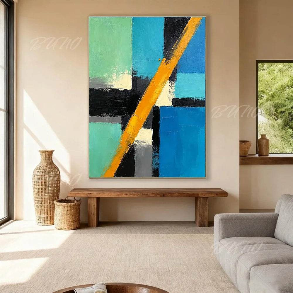 Blue Gold Urban Abstract Art