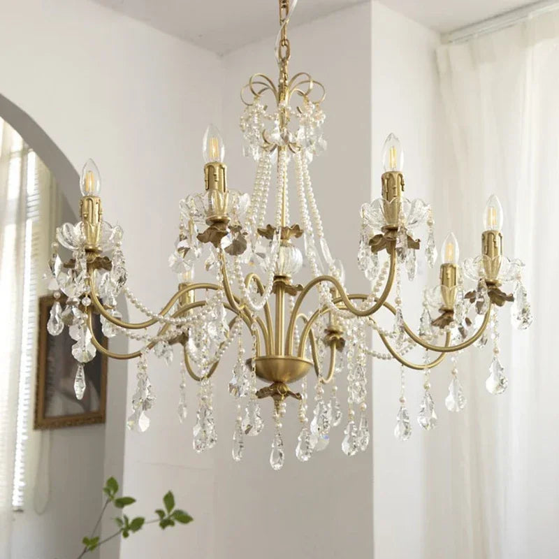 French Pearl Candle Chandelier