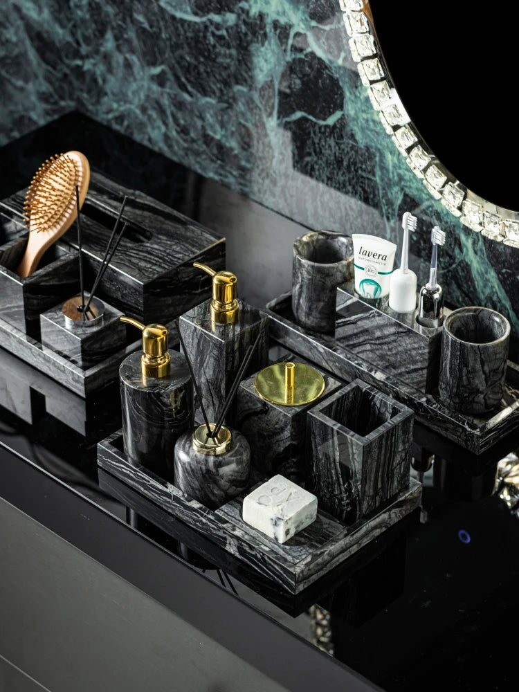 Tree Black Marble Bath Set