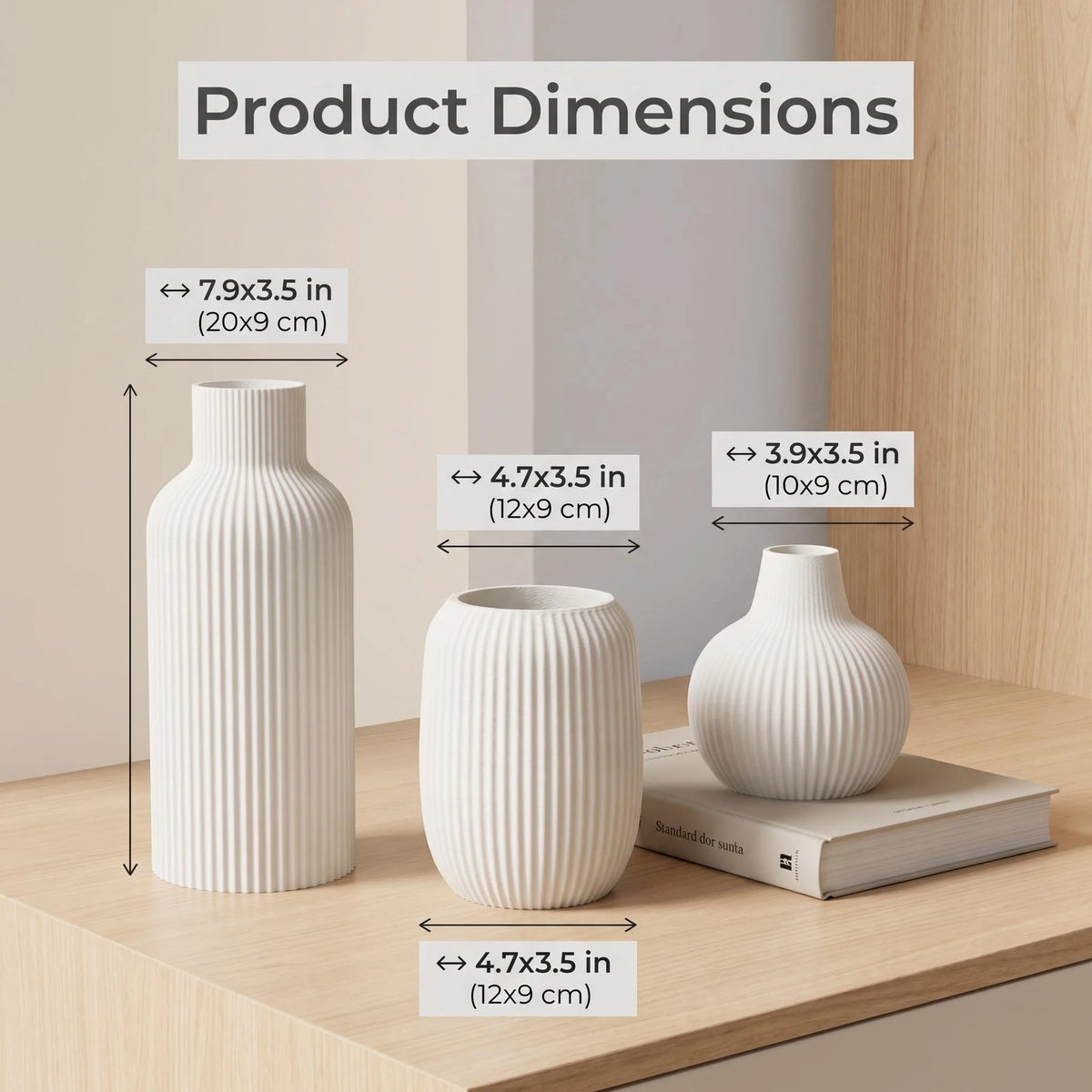 Striped Matte Vase Trio