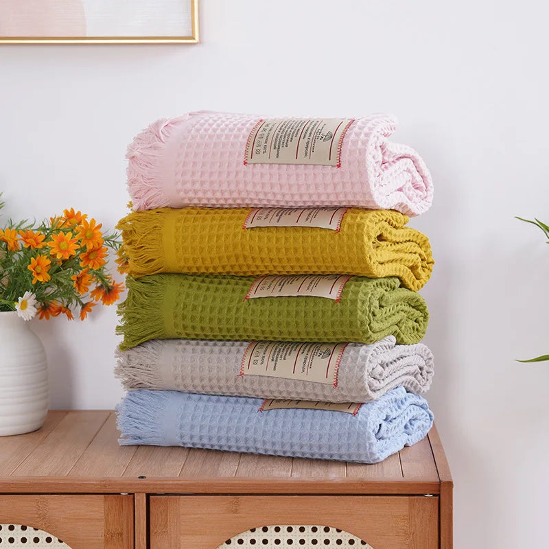 Green Waffle Bath Towel