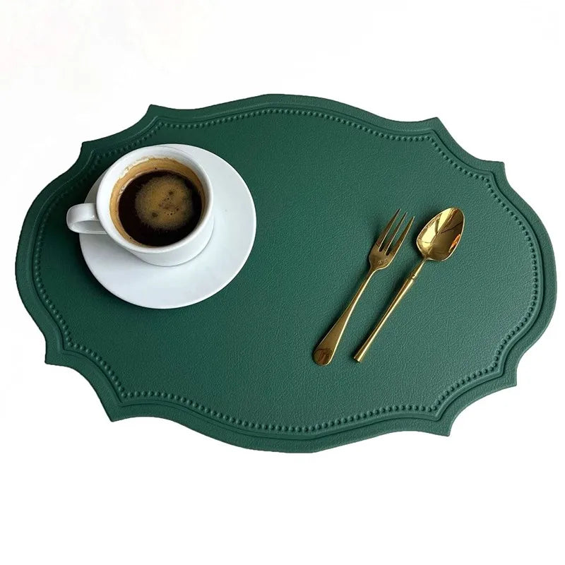 Red Oval Leather Placemats