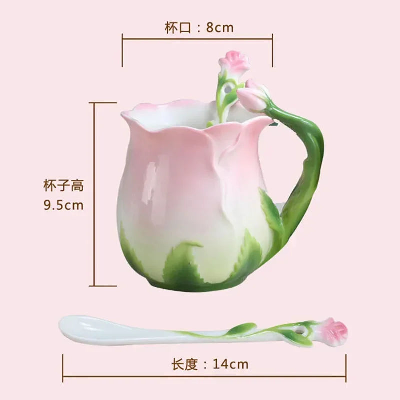 Pink Ceramic Coffee Cup European
