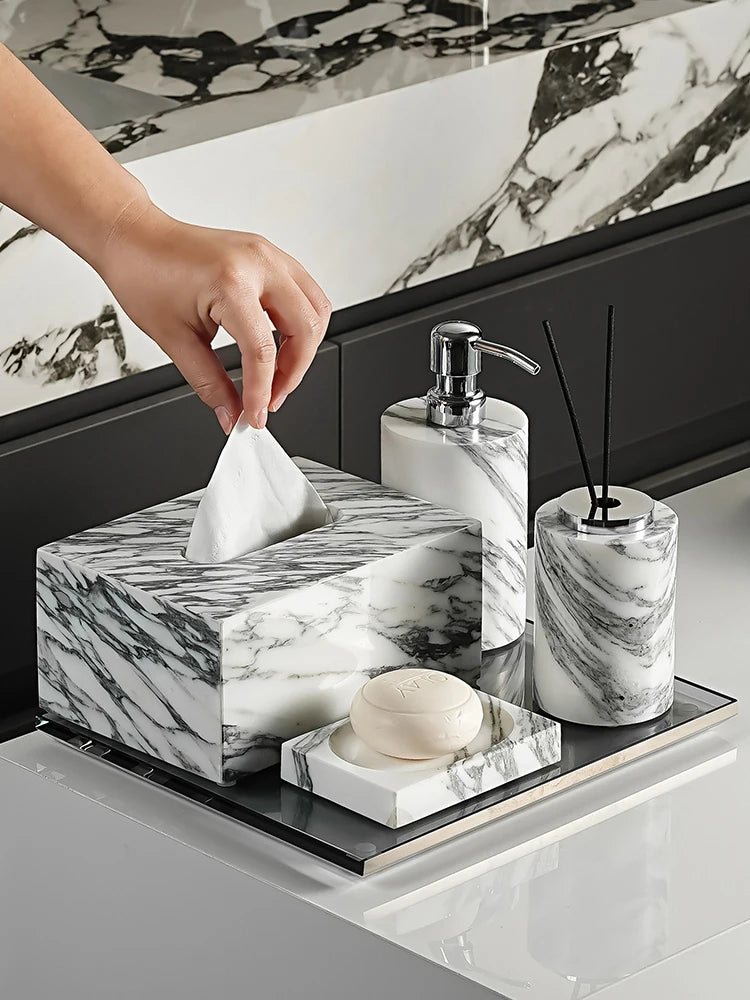 Arabescato Marble Bath Set