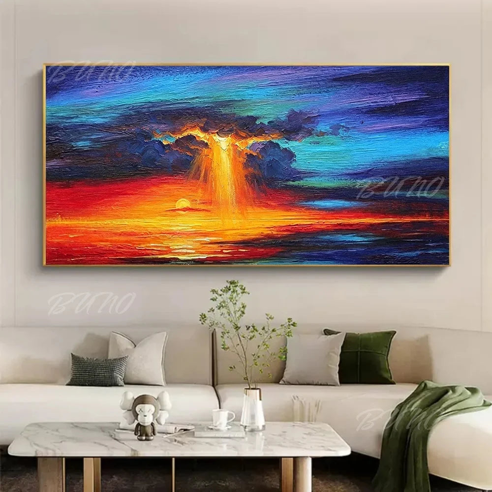 Sea Sunset Impasto Painting
