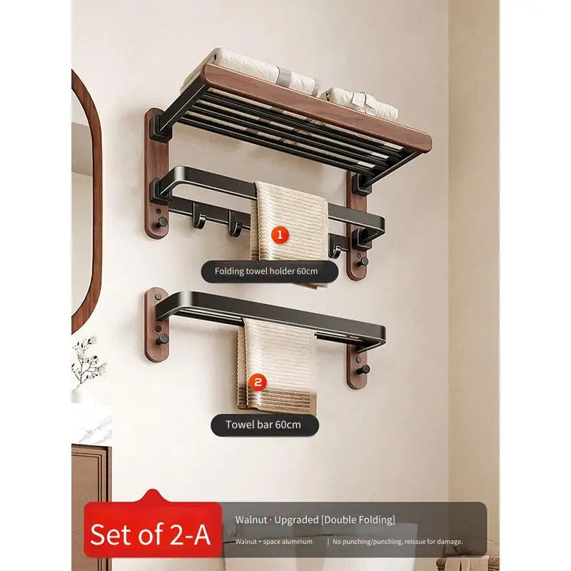 Walnut Folding Towel Rack