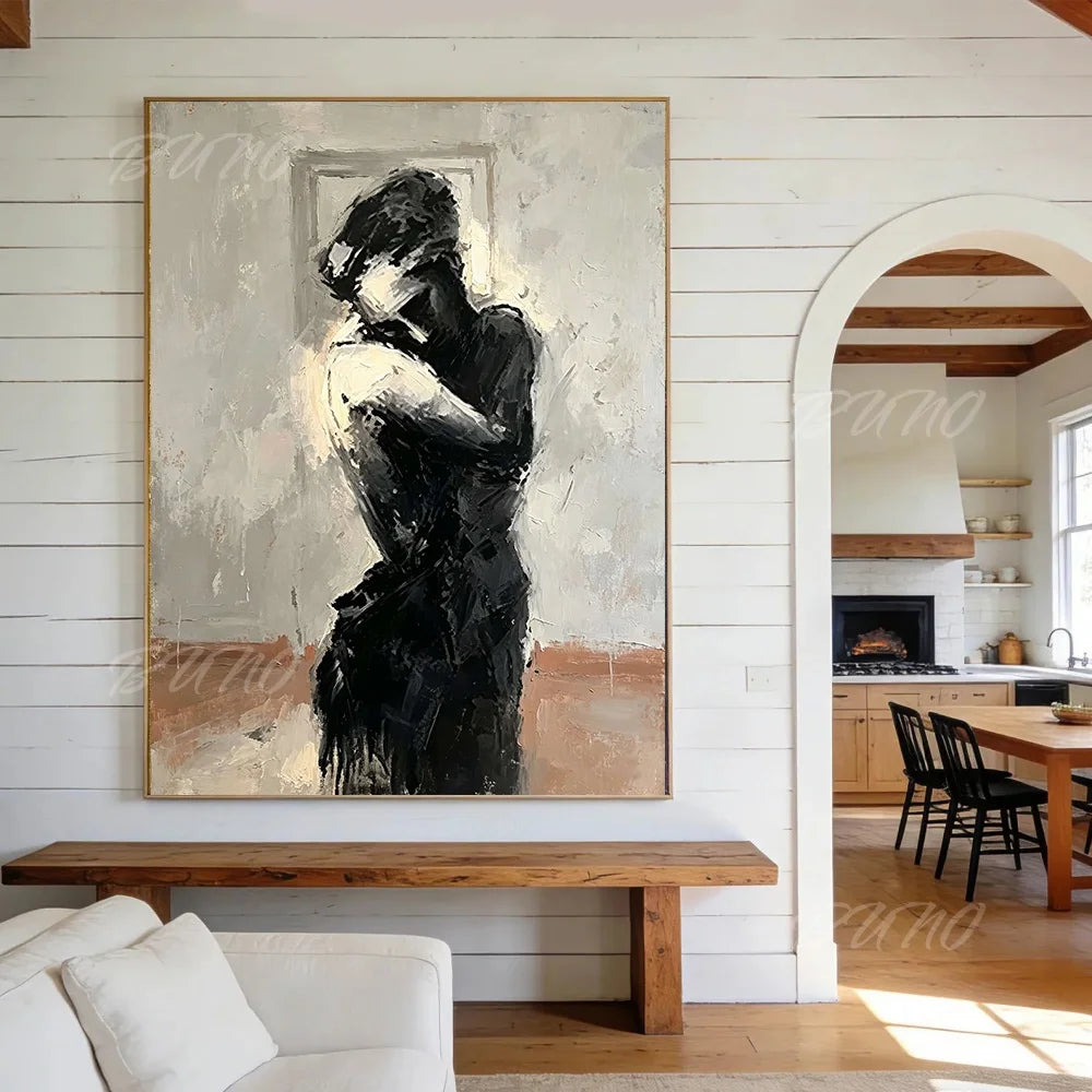 Black White Lovers Painting