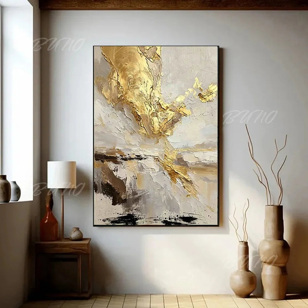 Gold Foil Textured Canvas Art