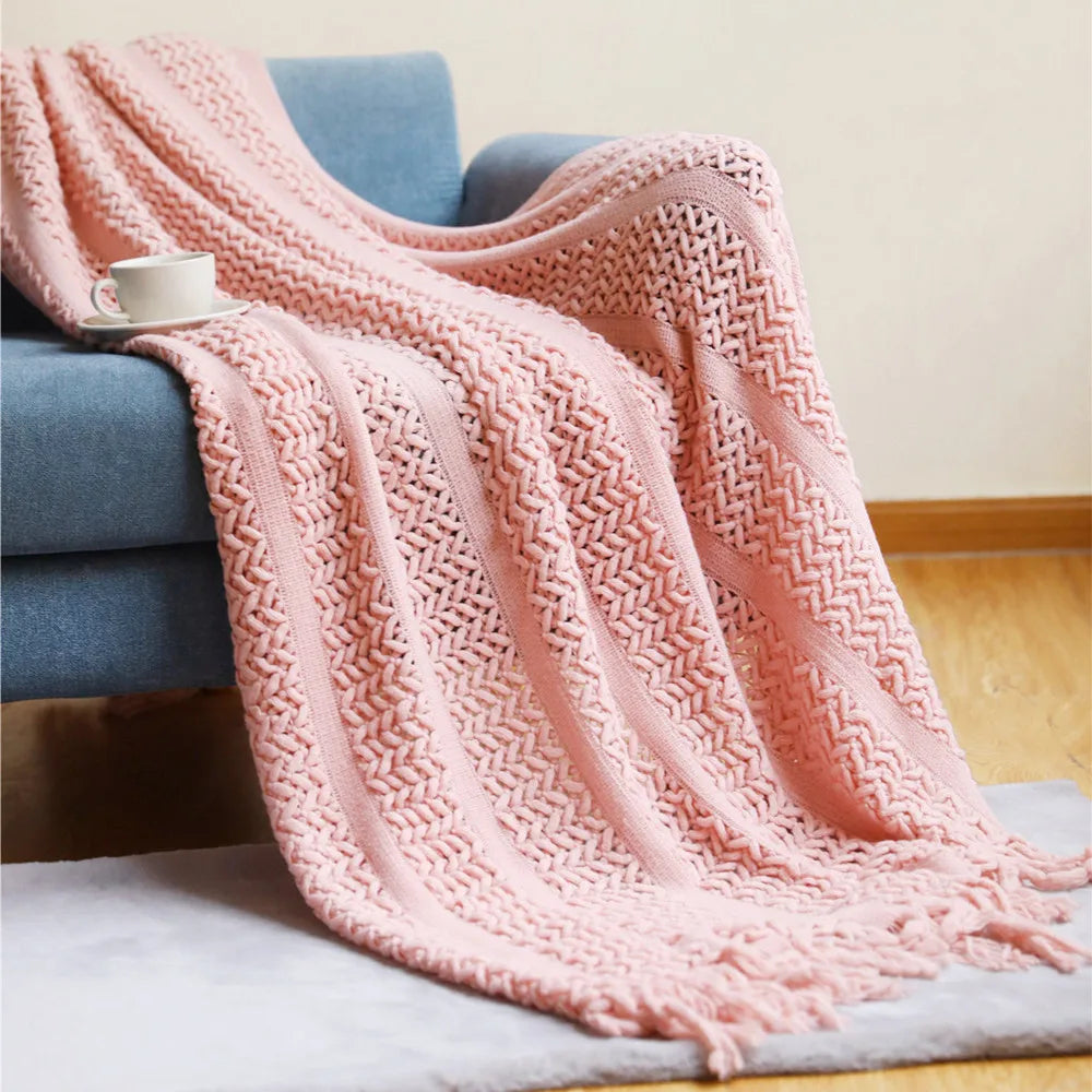 Khaki Grey Knitted Throw