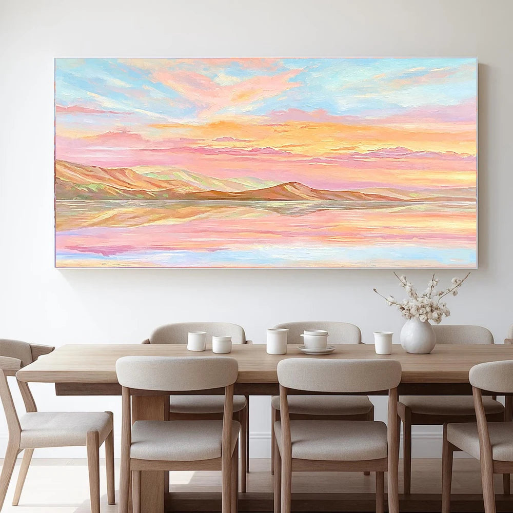 Pastel Sunset Lake Painting