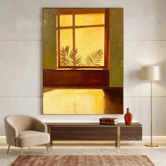 Sunlit Palm Leaf Painting