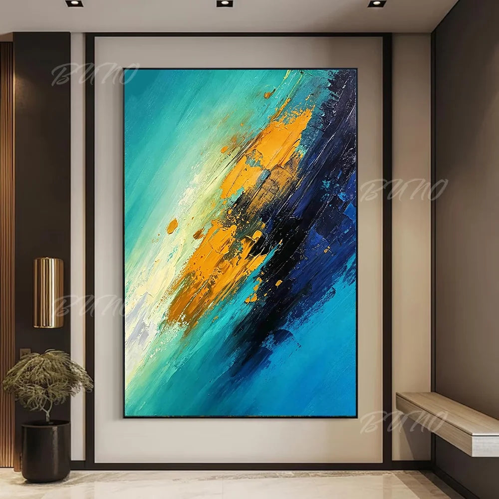 Blue Gold Urban Abstract Art