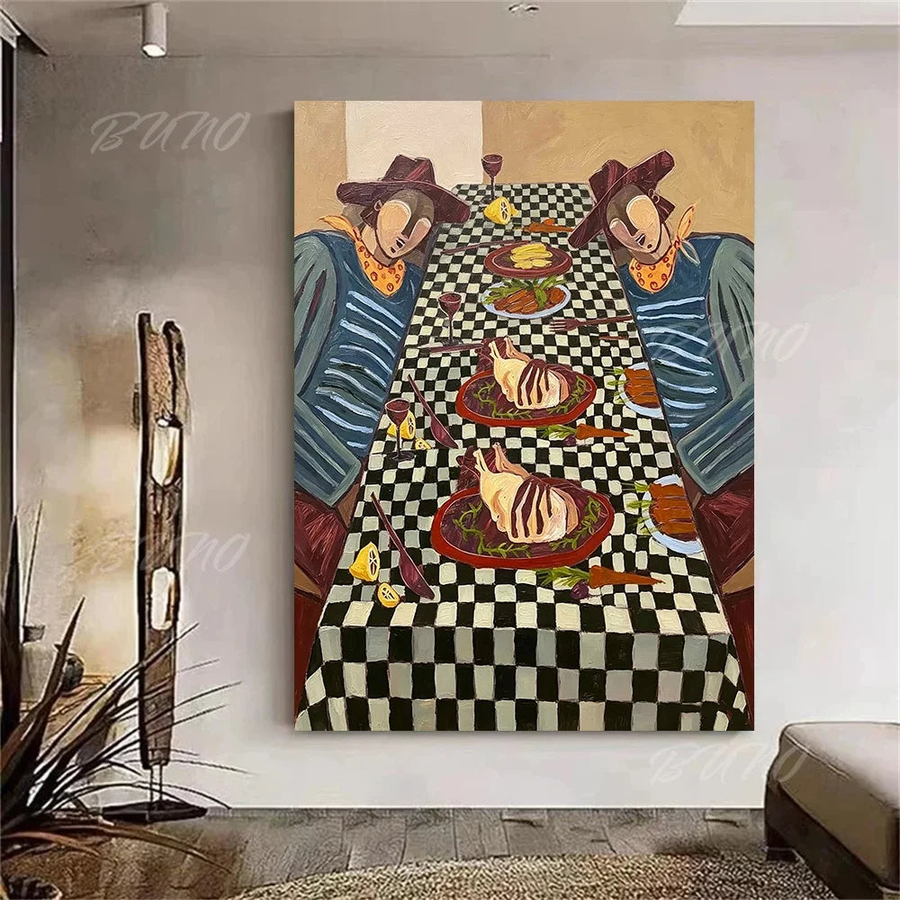 Cubist Figure Scene Painting