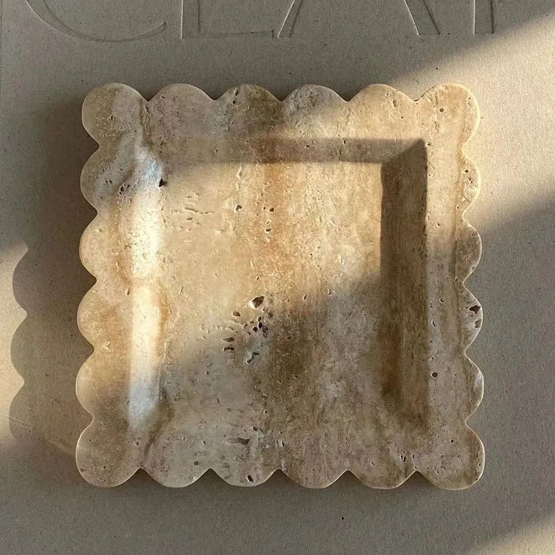 Natural Marble Travertine Serving Tray