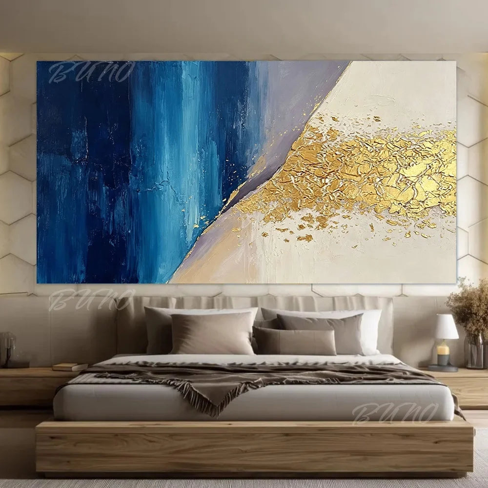 Blue Gold Foil Painting