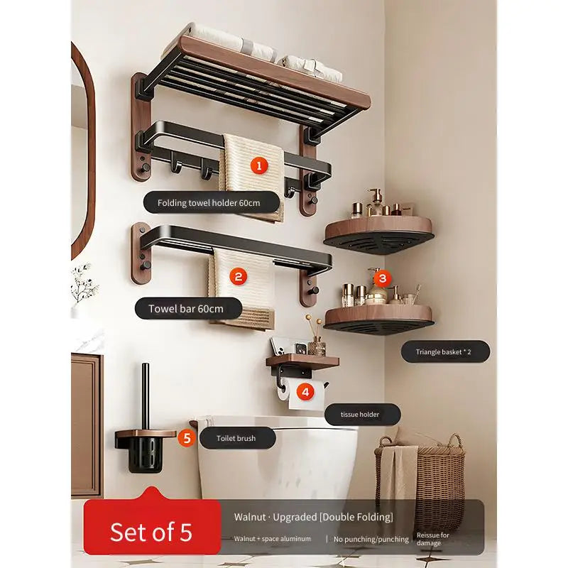 Walnut Folding Towel Rack