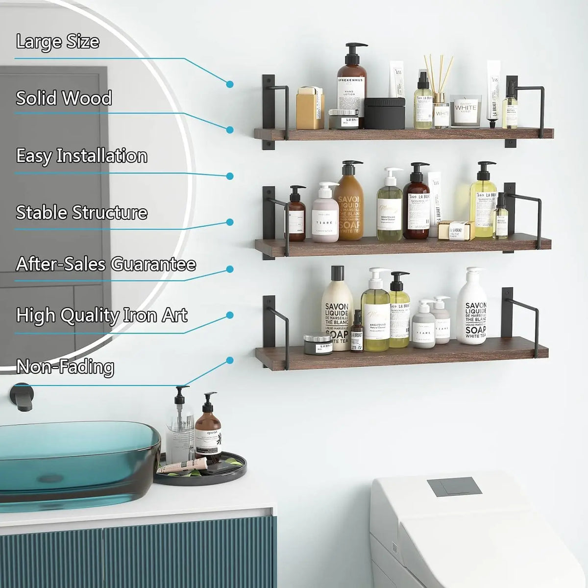 Rustic Wood Floating Shelf