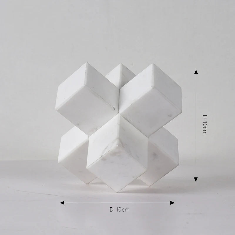 Handmade Sculpted Marble Cross Block Ornament