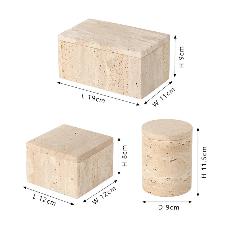Decorative Travertine Storage Box