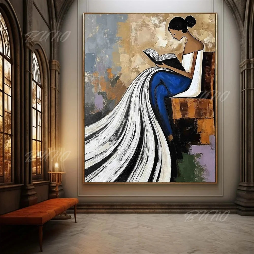 Bohemian Reading Lady Painting