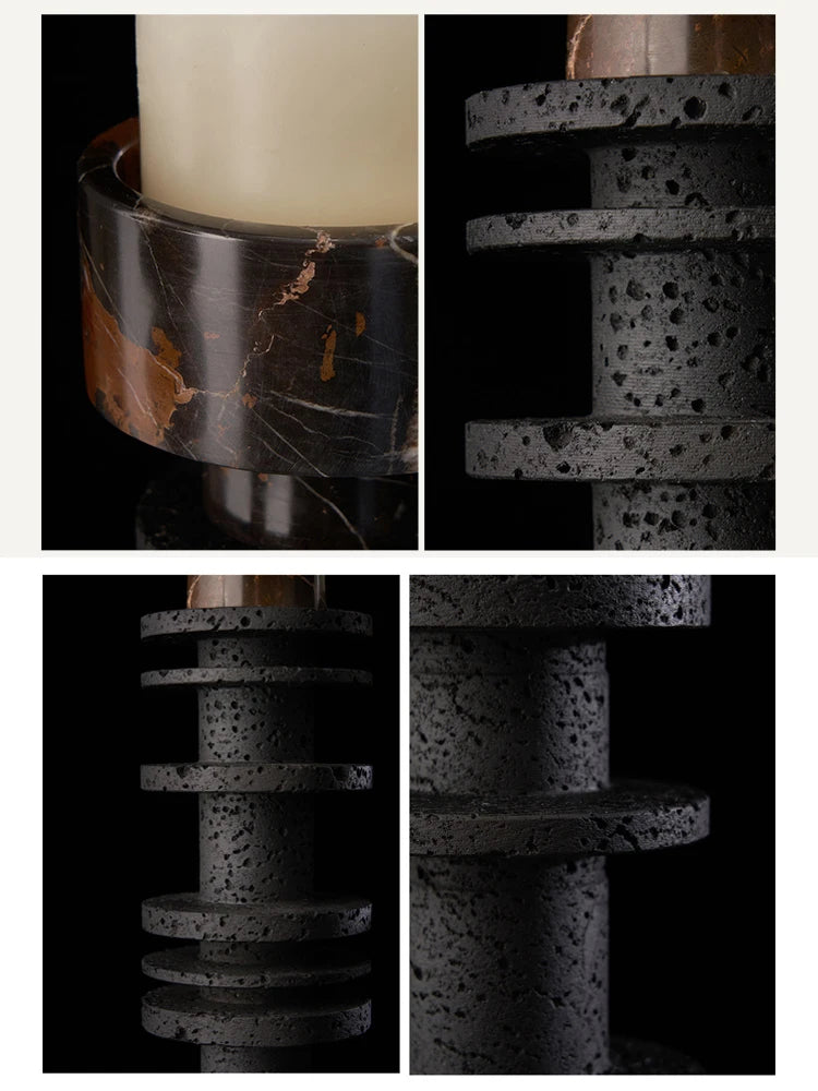 Large Black Marble Pillar Candlestick
