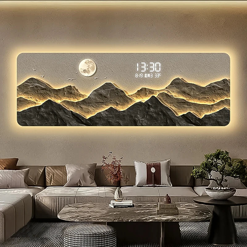 Mountain Clock Mural Light