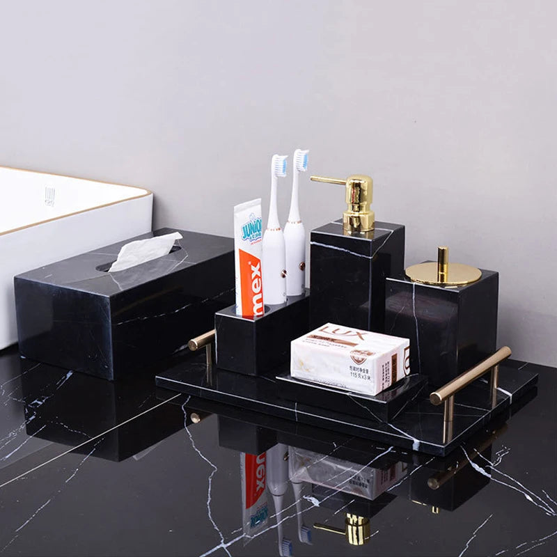 Nero Marquina Marble Bath Set